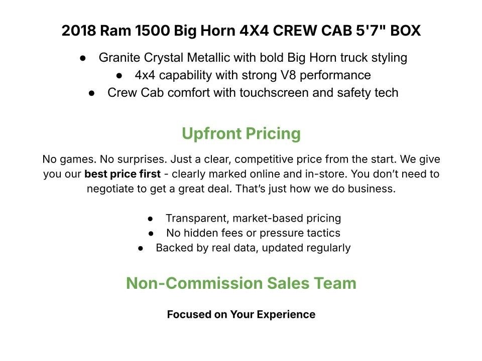 2018 RAM 1500 Big Horn 4x4 Crew Cab 5'7" Box