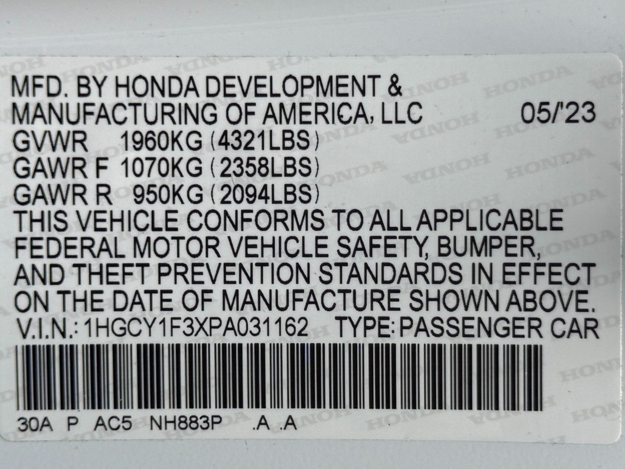 2023 Honda Accord EX CVT