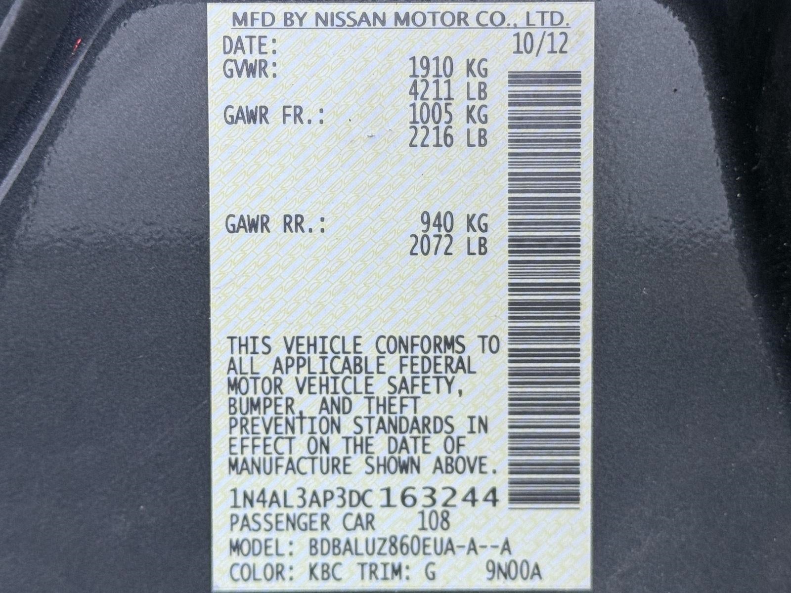 2013 Nissan Altima 4dr Sdn I4 2.5 SV