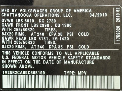 2019 Volkswagen Atlas 3.6L V6 SEL Premium 4MOTION