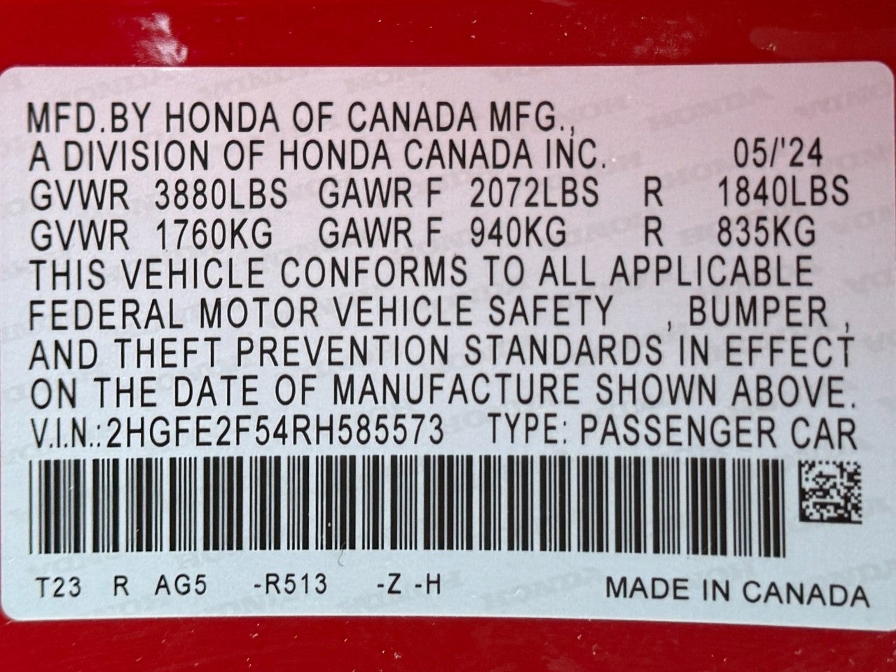 2024 Honda Civic Sport