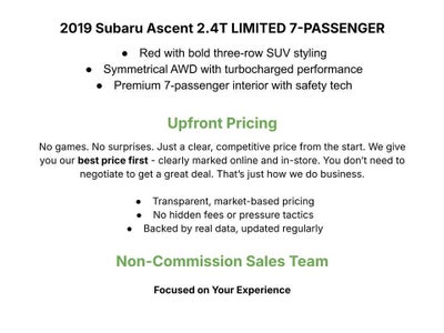 2019 Subaru Ascent 2.4T Limited 7-Passenger
