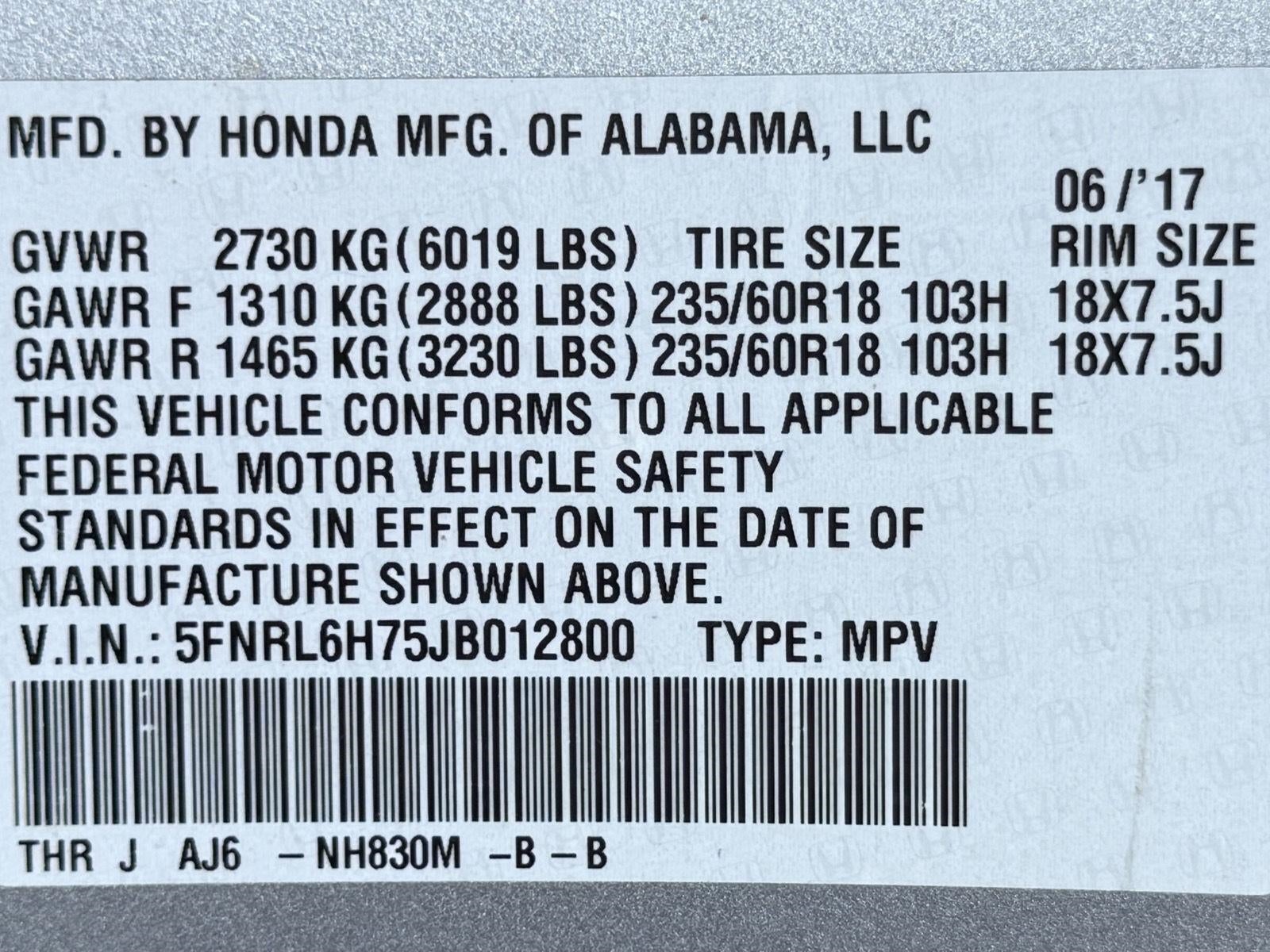 Used 2018 Honda Odyssey EX-L with VIN 5FNRL6H75JB012800 for sale in Appleton, WI