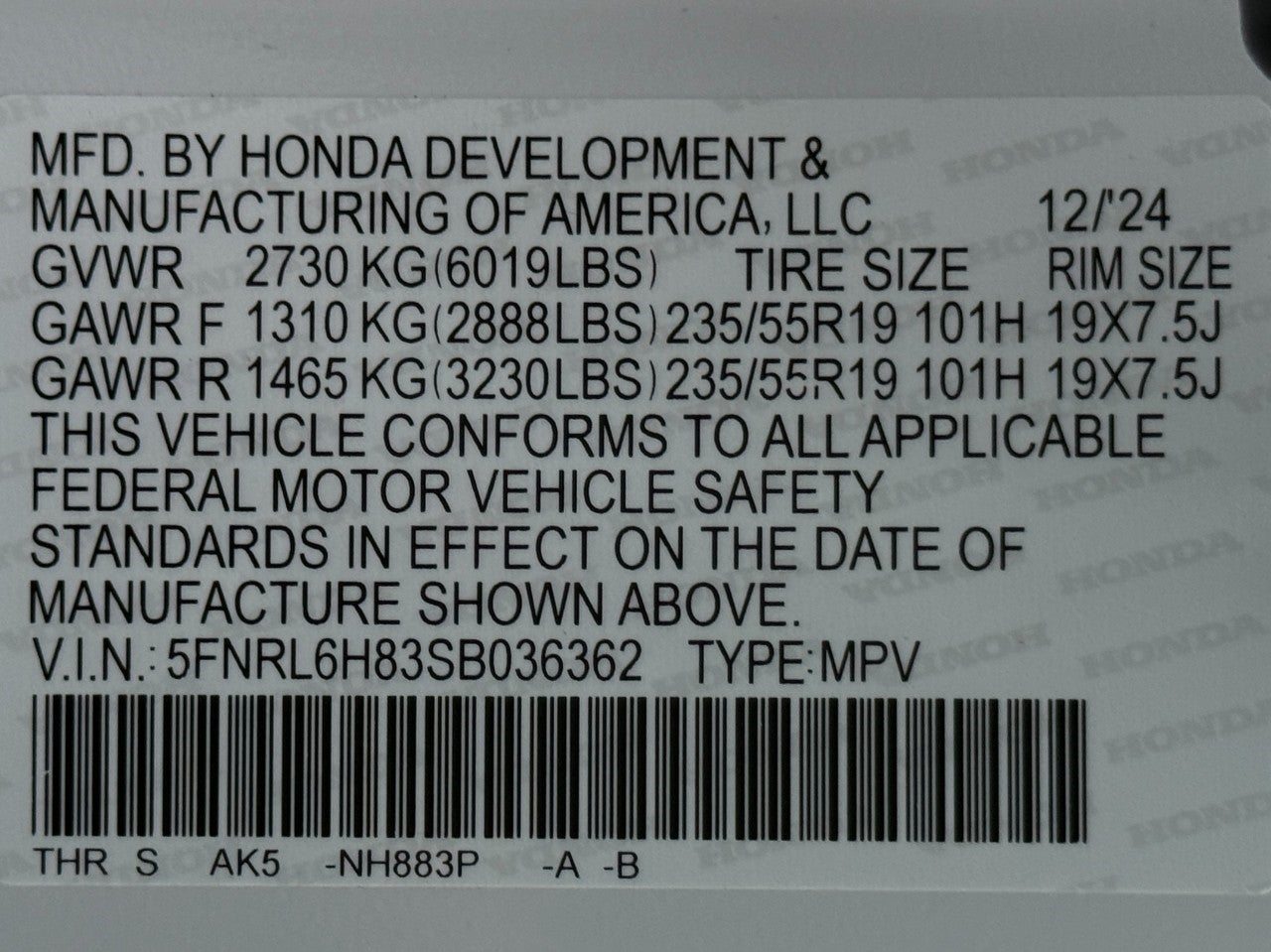 2025 Honda Odyssey Touring Auto