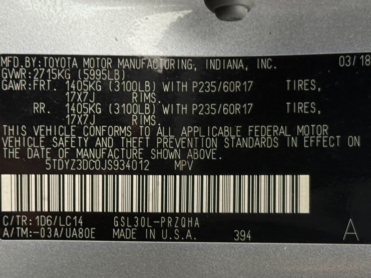 2018 Toyota Sienna XLE