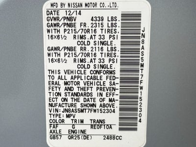2015 Nissan Rogue Select FWD 4dr S